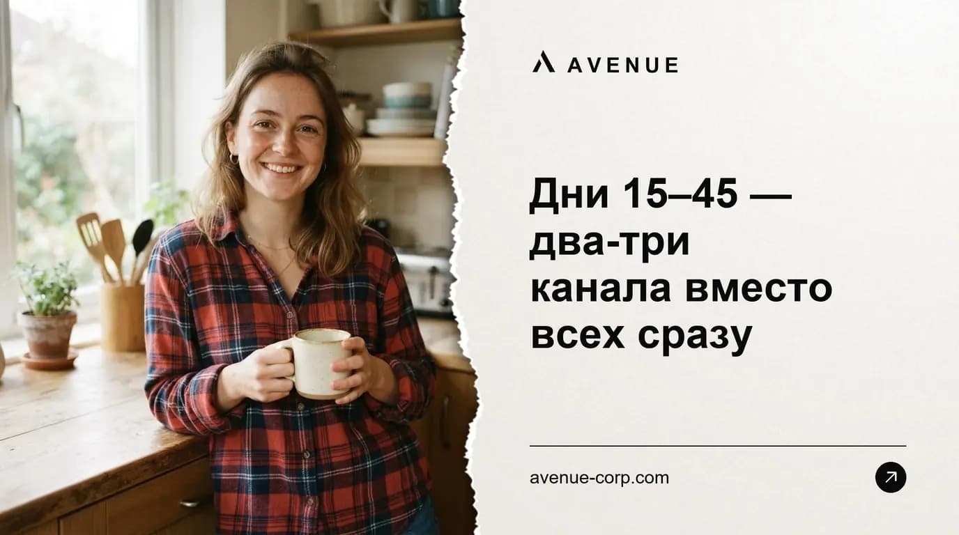Дни 15–45 — два-три канала вместо всех сразу