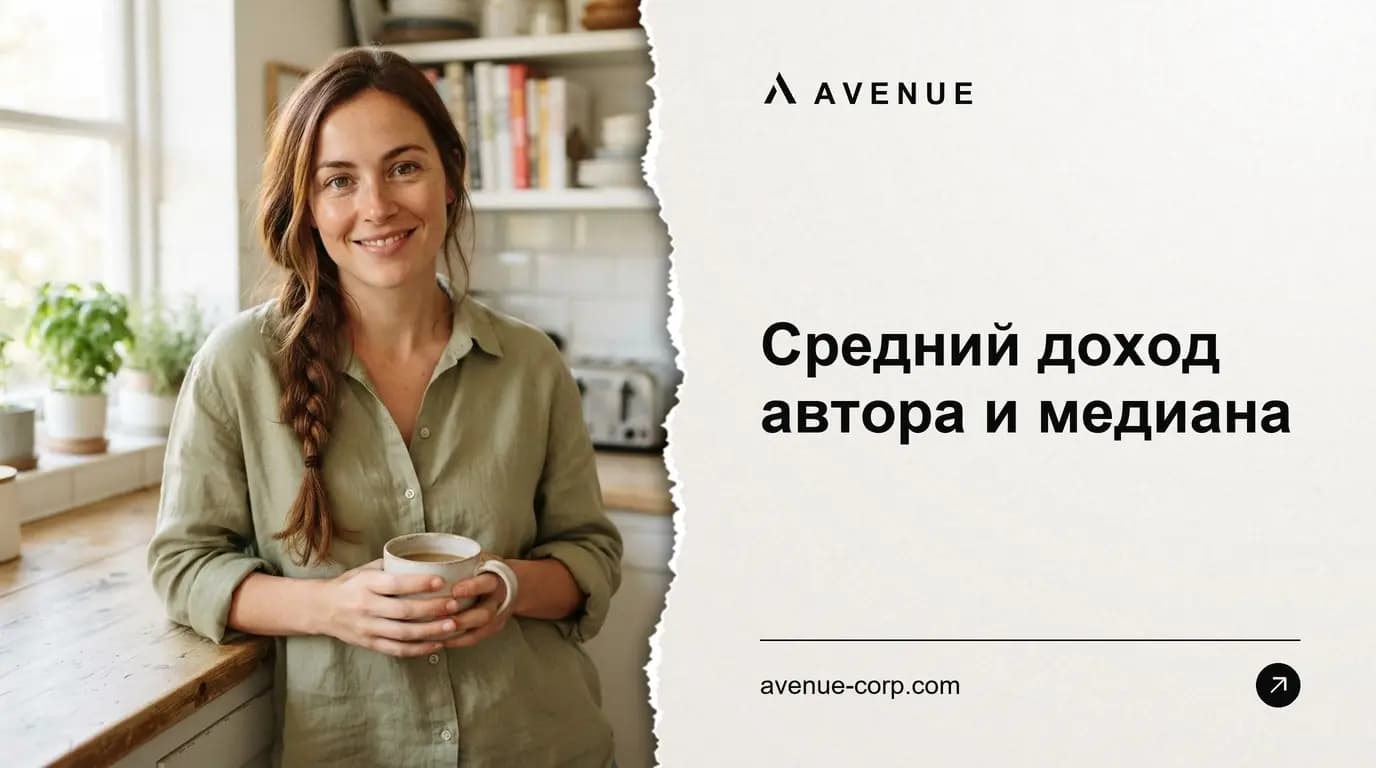 Средний доход автора и медиана